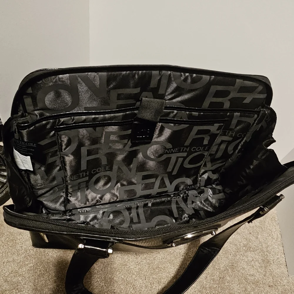 Kenneth Cole‎ Laptop Computer Black Snakeskin Tote Briefcase Bag Luggage Strap